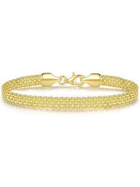 Elegant 14K Gold Mesh Link Chain Bracelets for Women & Men - Stylish Jewelry
